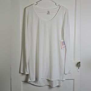 LuLaRoe White Long Sleeve Scoop Neck Top